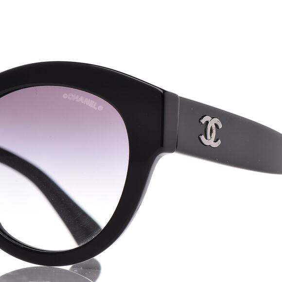 Chanel 5371 Black CC Logo Acetate Butterfly Cat Eye Sunglasses - Picture 5 of 9